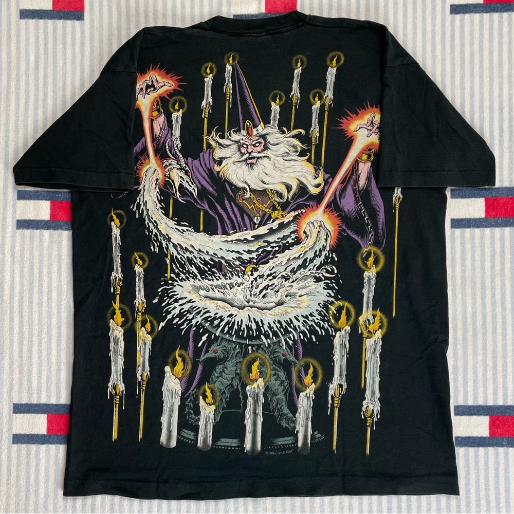 Vintage 1994 Liquid Blue Wizard Double Sided AOP all over print tee shirt - Picture 2 of 16